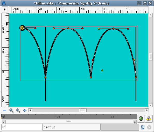 Выбранная линия. Анимация мячика в Synfig Studio. Прыгающий мячик в c#. Китайская ветка Synfig. График прыгающего мячика с коэффициентом 0.